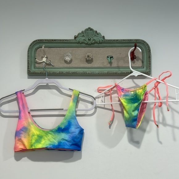 Brand new women’s size small rainbow, tie-dye, itsy-bitsy string, bikini swim - Picture 8 of 11
